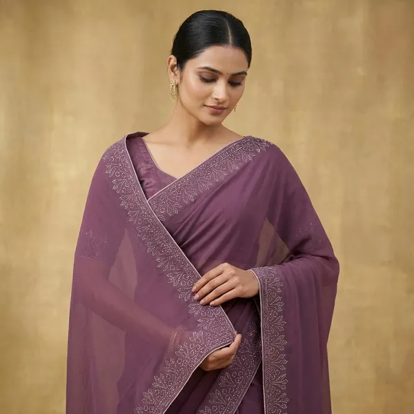 Purple_Georgette_Premium_Embroidered_Saree_With_Matching_Blouse_For_Women