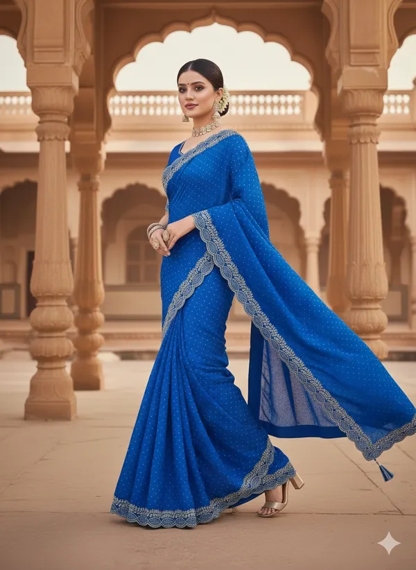 Royal_Blue_Georgette_Premium_Embroidered_Saree_With_Matching_Blouse_For_Women