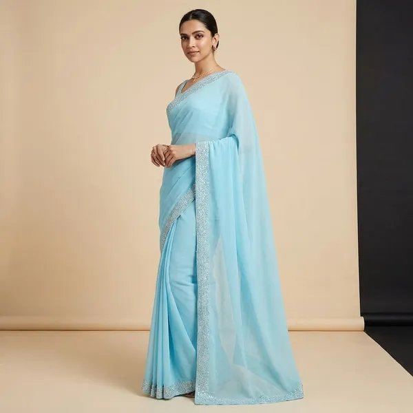 Sky_Blue_Georgette_Premium_Embroidered_Saree_With_Matching_Blouse_For_Women