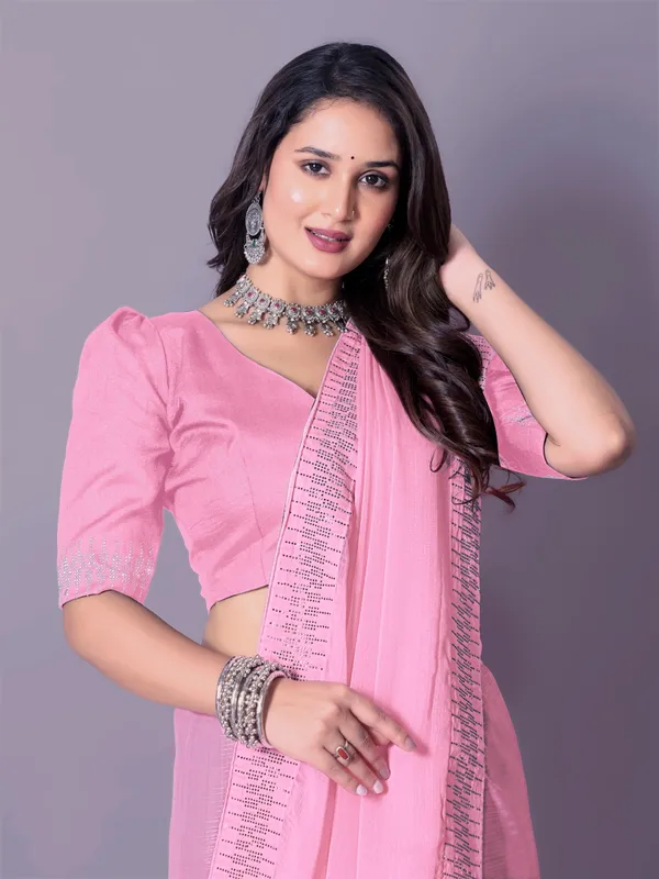 Pink_Georgette_Premium_Embroidered_Saree_With_Matching_Blouse_For_Women
