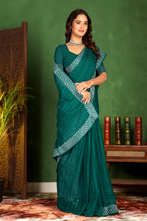 Green_Georgette_Premium_Embroidered_Saree_With_Matching_Blouse_For_Women