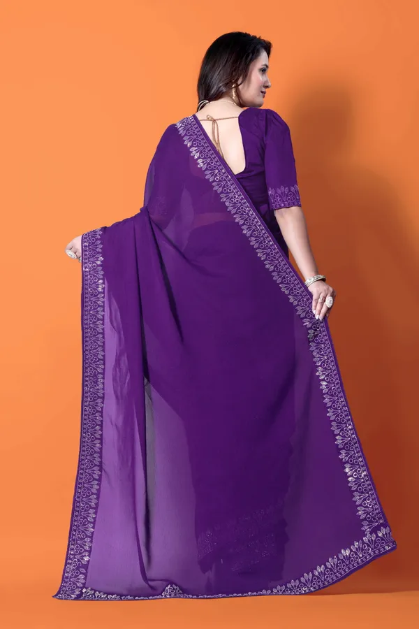 Purple_Georgette_Premium_Embroidered_Saree_With_Matching_Blouse_For_Women