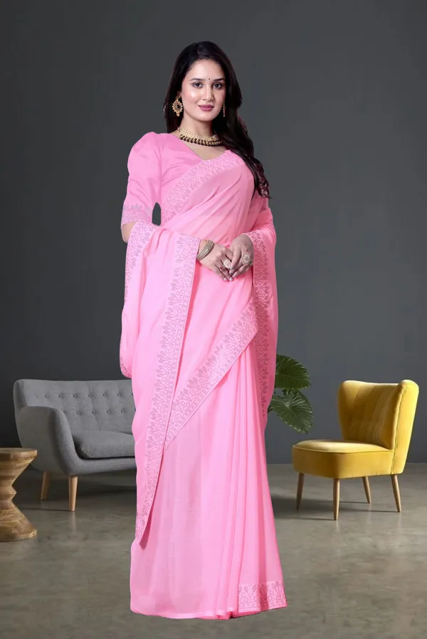 Pink_Georgette_Premium_Embroidered_Saree_With_Matching_Blouse_For_Women
