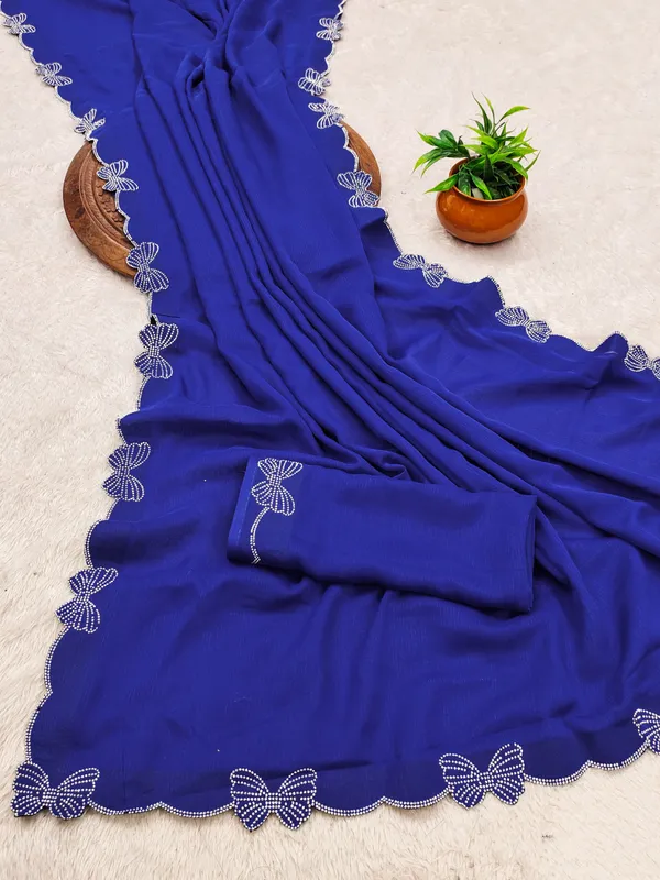 Royal_Blue_Georgette_Premium_Embroidered_Saree_With_Matching_Blouse_For_Women