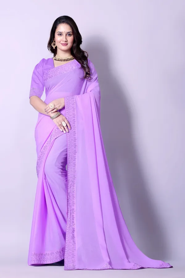 Purple_Georgette_Premium_Embroidered_Saree_With_Matching_Blouse_For_Women