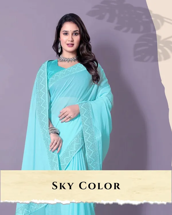 Sky_Blue_Georgette_Premium_Embroidered_Saree_With_Matching_Blouse_For_Women