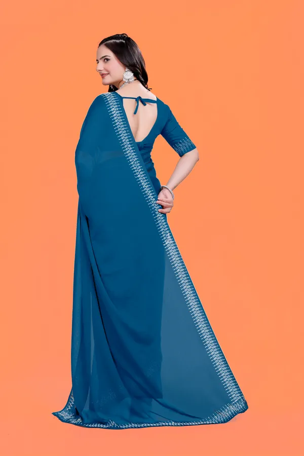 Blue_Georgette_Premium_Embroidered_Saree_With_Matching_Blouse_For_Women