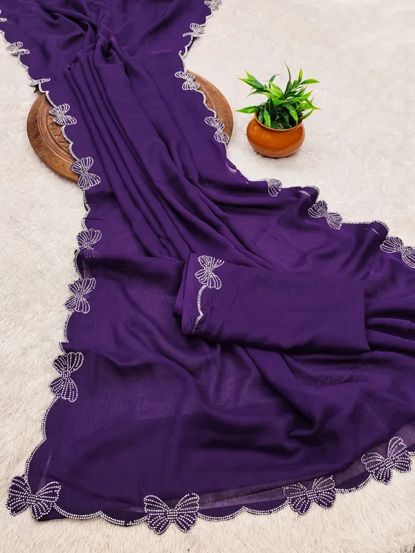 Purple_Georgette_Premium_Embroidered_Saree_With_Matching_Blouse_For_Women