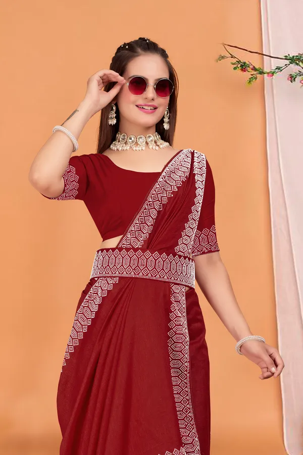 Maroon_Georgette_Premium_Embroidered_Saree_With_Matching_Blouse_For_Women