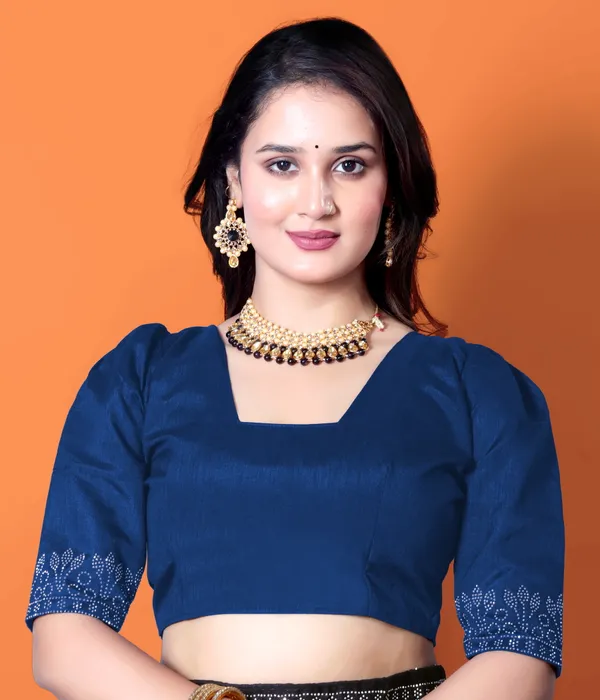 Blue_Elegant__Georgette_Premium_Embroidered_Saree_With_Matching_Blouse_For_Women