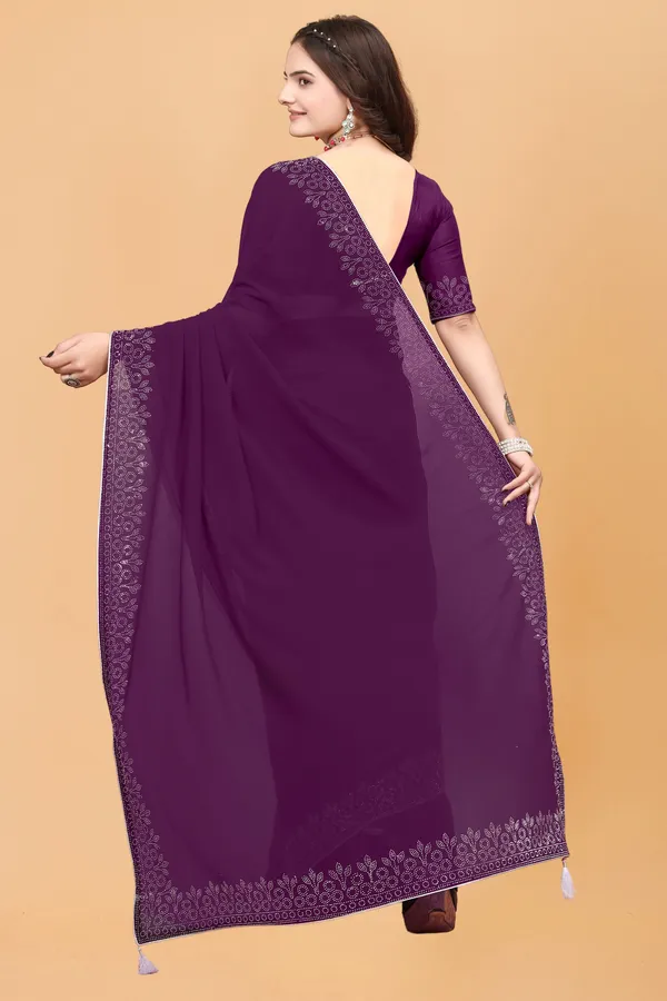 Purple_Georgette_Premium_Embroidered_Saree_With_Matching_Blouse_For_Women