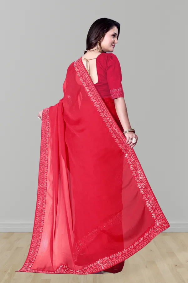 Red_Georgette_Premium_Embroidered_Saree_With_Matching_Blouse_For_Women