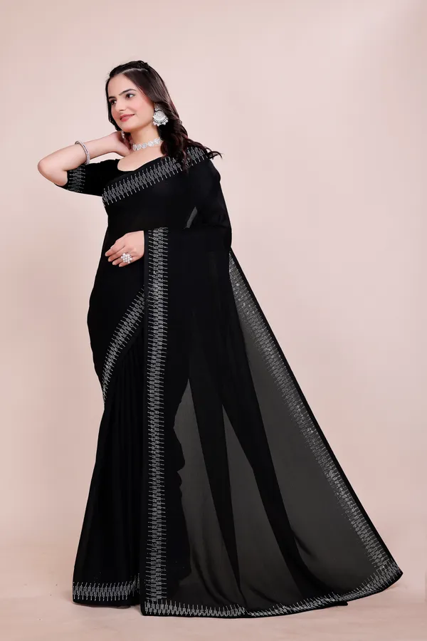 Black_Georgette_Premium_Embroidered_Saree_With_Matching_Blouse_For_Women