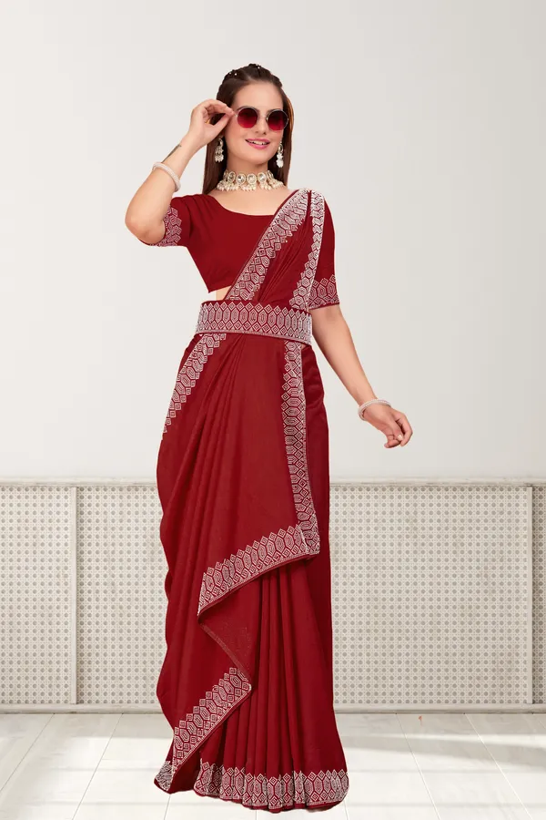 Maroon_Georgette_Premium_Embroidered_Saree_With_Matching_Blouse_For_Women