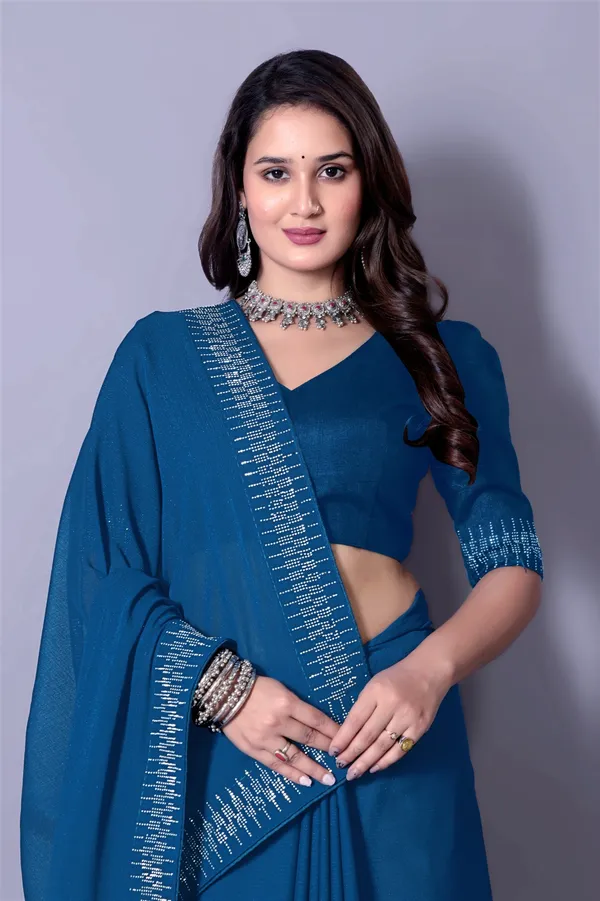 Blue_Georgette_Premium_Embroidered_Saree_With_Matching_Blouse_For_Women