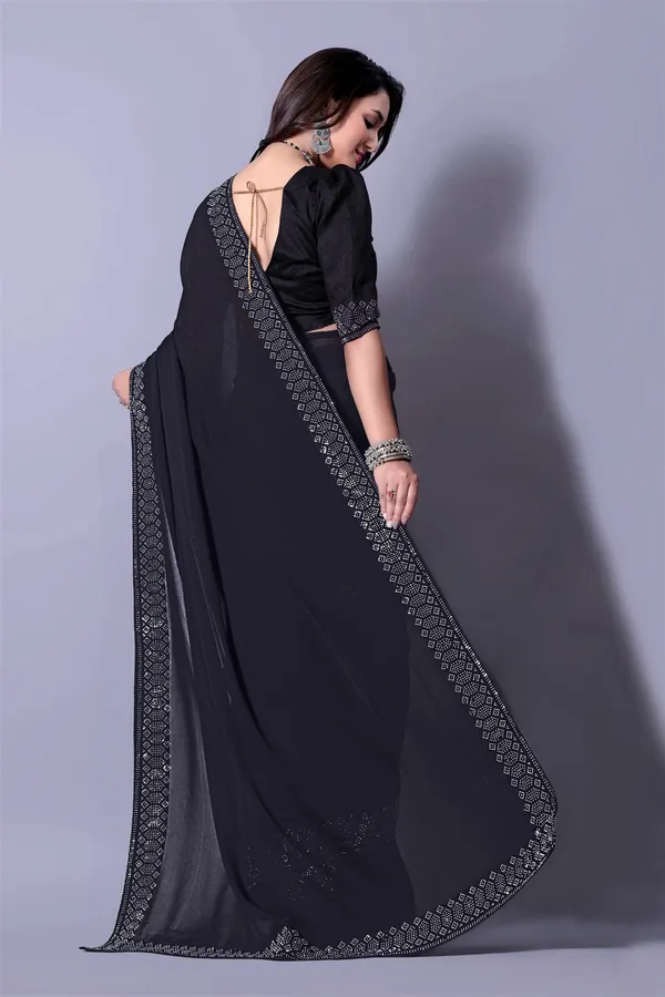 Black_Georgette_Premium_Embroidered_Saree_With_Matching_Blouse_For_Women