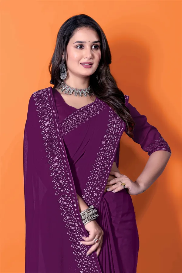 Purple_Georgette_Premium_Embroidered_Saree_With_Matching_Blouse_For_Women