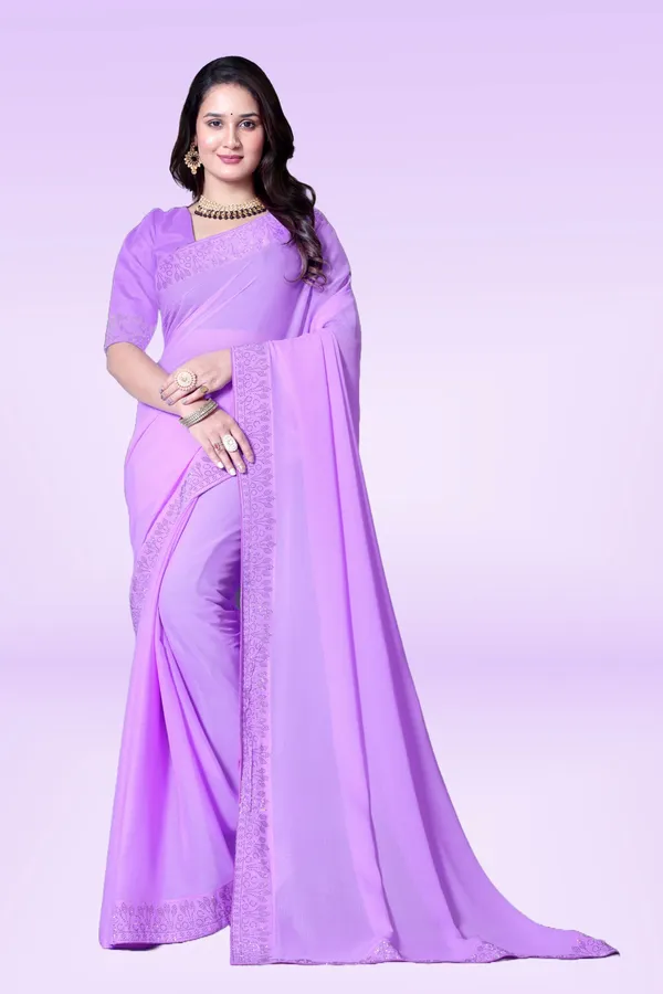 Purple_Georgette_Premium_Embroidered_Saree_With_Matching_Blouse_For_Women