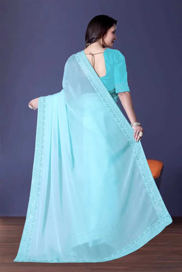 Sky_Blue_Georgette_Premium_Embroidered_Saree_With_Matching_Blouse_For_Women