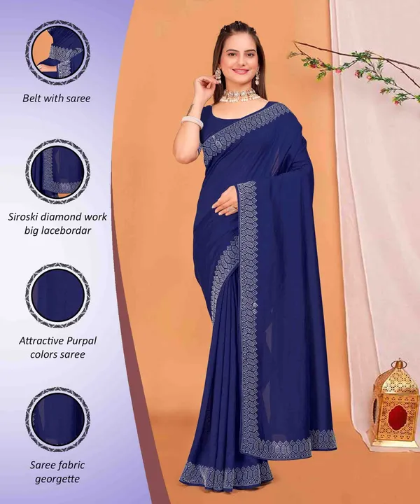 Navy_Blue_Georgette_Premium_Embroidered_Saree_With_Matching_Blouse_For_Women