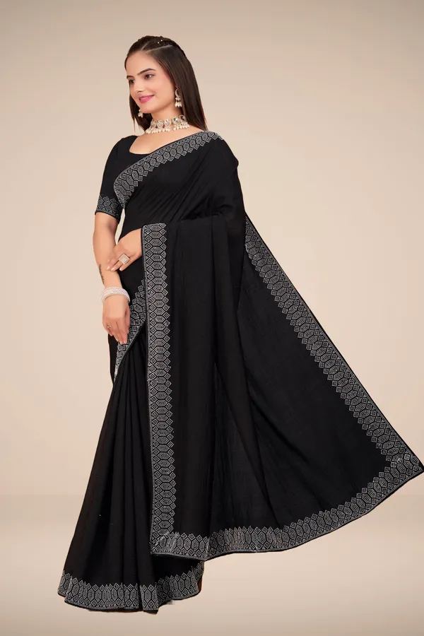 Black_Georgette_Premium_Embroidered_Saree_With_Matching_Blouse_For_Women