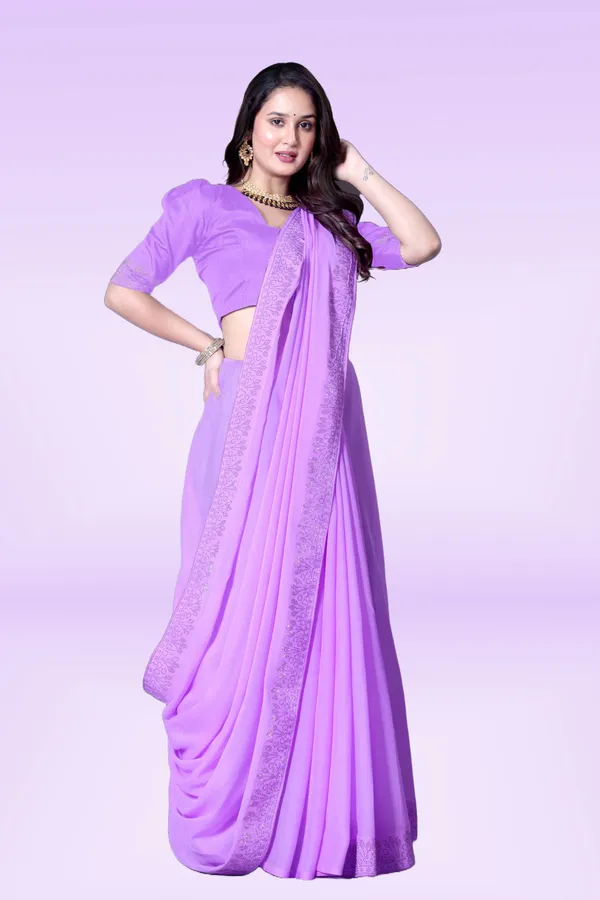 Purple_Georgette_Premium_Embroidered_Saree_With_Matching_Blouse_For_Women