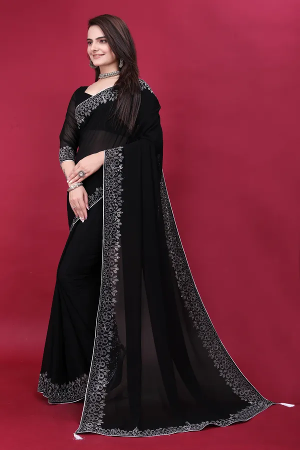 Black_Georgette_Premium_Embroidered_Saree_With_Matching_Blouse_For_Women