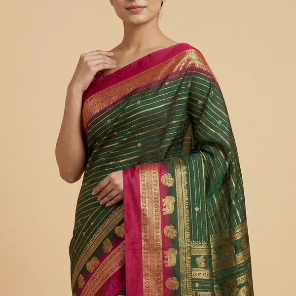 Pink_&_Green_Georgette_Premium_Embroidered_Saree_With_Matching_Blouse_For_Women