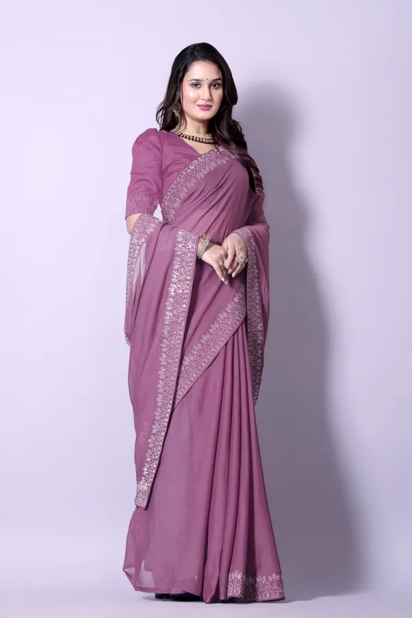 Purple_Georgette_Premium_Embroidered_Saree_With_Matching_Blouse_For_Women
