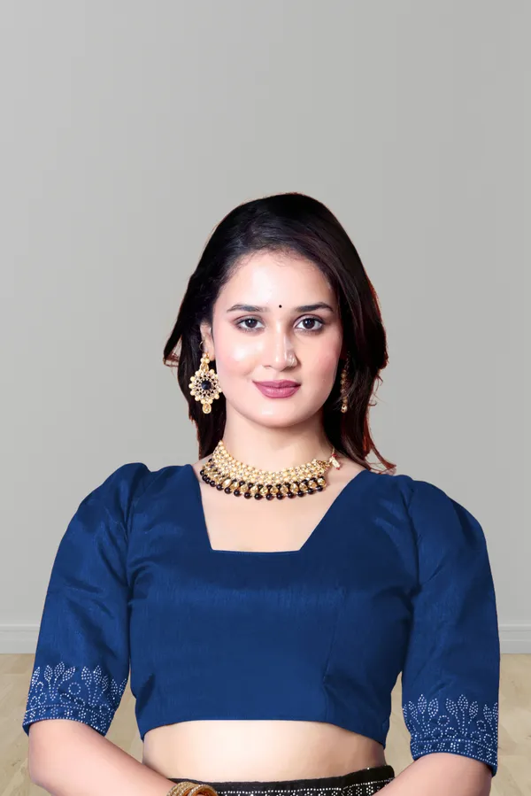 Blue_Elegant__Georgette_Premium_Embroidered_Saree_With_Matching_Blouse_For_Women