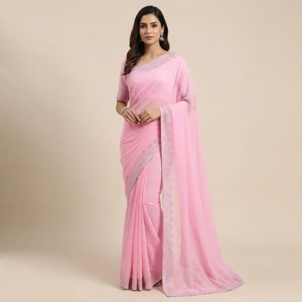 Pink_Georgette_Premium_Embroidered_Saree_With_Matching_Blouse_For_Women