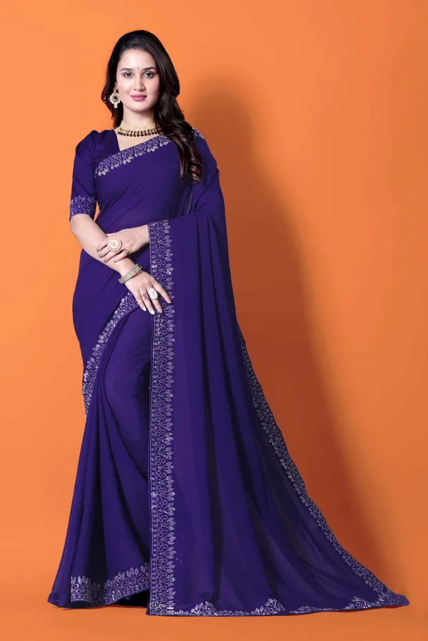 Purple_Georgette_Premium_Embroidered_Saree_With_Matching_Blouse_For_Women