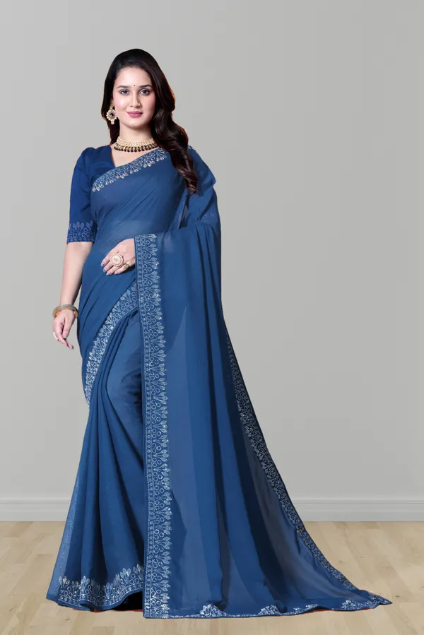 Blue_Georgette_Premium_Embroidered_Saree_With_Matching_Blouse_For_Women