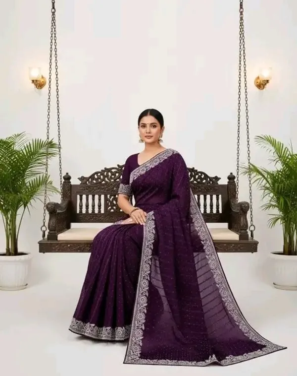 Purple_Georgette_Premium_Embroidered_Saree_With_Matching_Blouse_For_Women