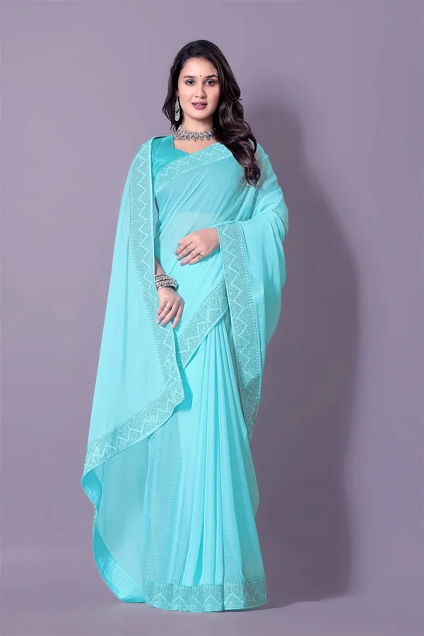 Sky_Blue_Georgette_Premium_Embroidered_Saree_With_Matching_Blouse_For_Women