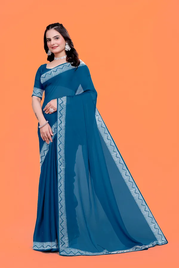 Blue_Georgette_Premium_Embroidered_Saree_With_Matching_Blouse_For_Women