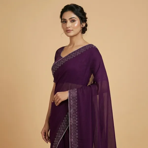 Purple_Georgette_Premium_Embroidered_Saree_With_Matching_Blouse_For_Women