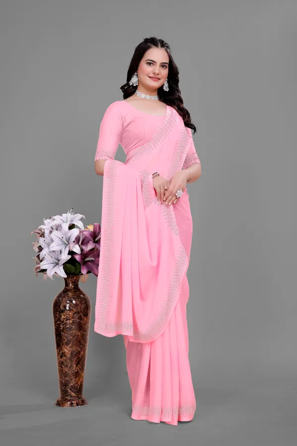 Pink_Georgette_Premium_Embroidered_Saree_With_Matching_Blouse_For_Women