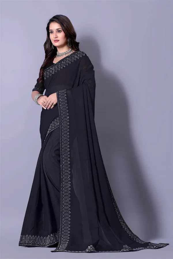 Black_Georgette_Premium_Embroidered_Saree_With_Matching_Blouse_For_Women