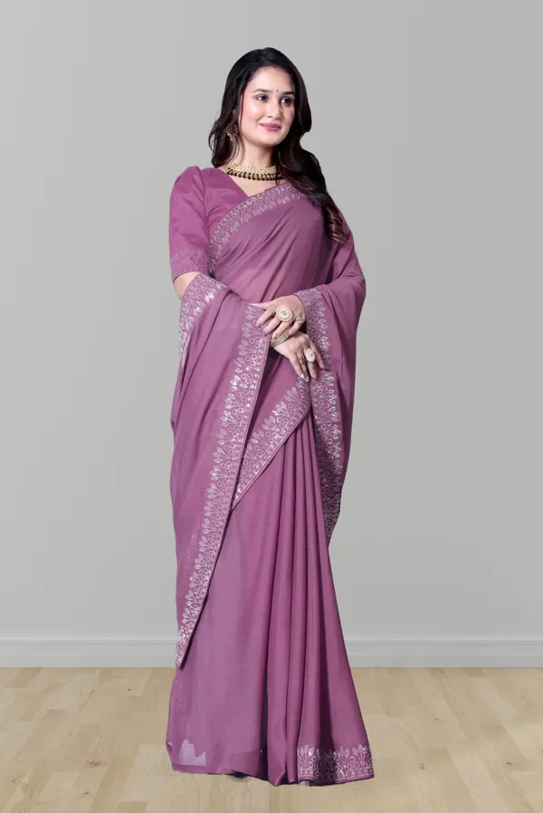 Purple_Georgette_Premium_Embroidered_Saree_With_Matching_Blouse_For_Women