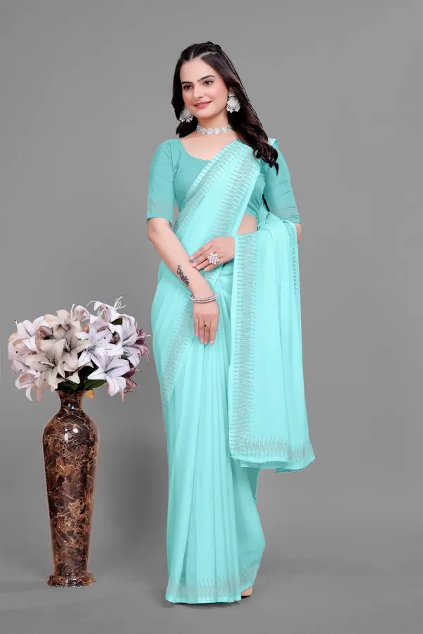 Green_Georgette_Premium_Embroidered_Saree_With_Matching_Blouse_For_Women