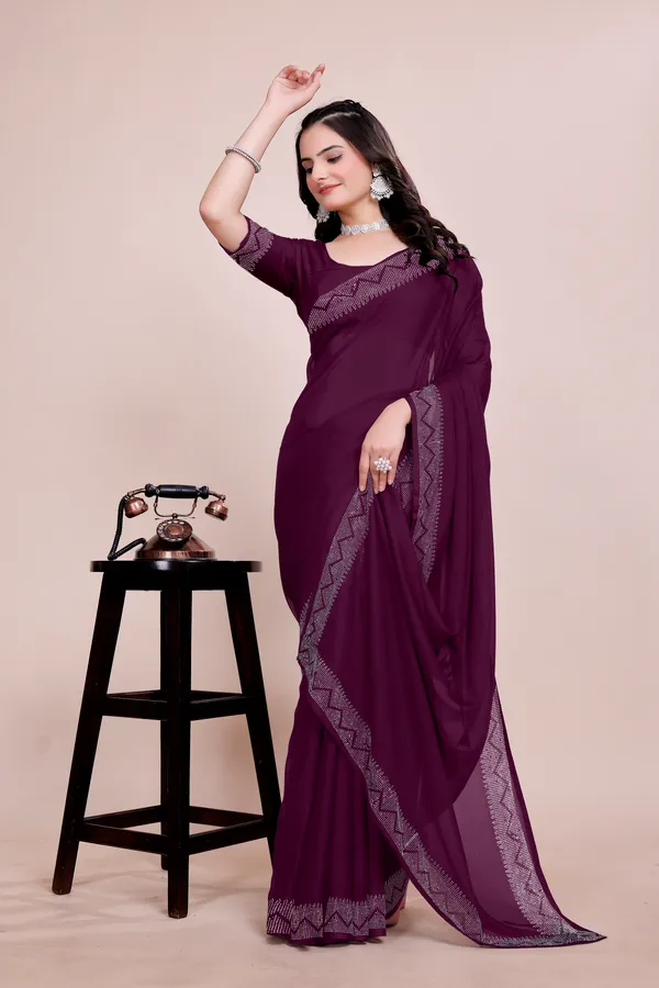 Purple_Georgette_Premium_Embroidered_Saree_With_Matching_Blouse_For_Women