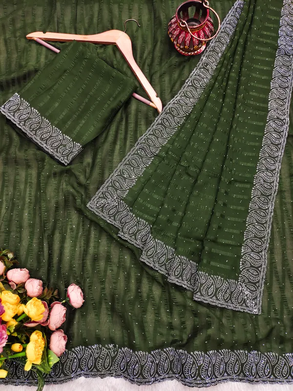 Green_Georgette_Premium_Embroidered_Saree_With_Matching_Blouse_For_Women