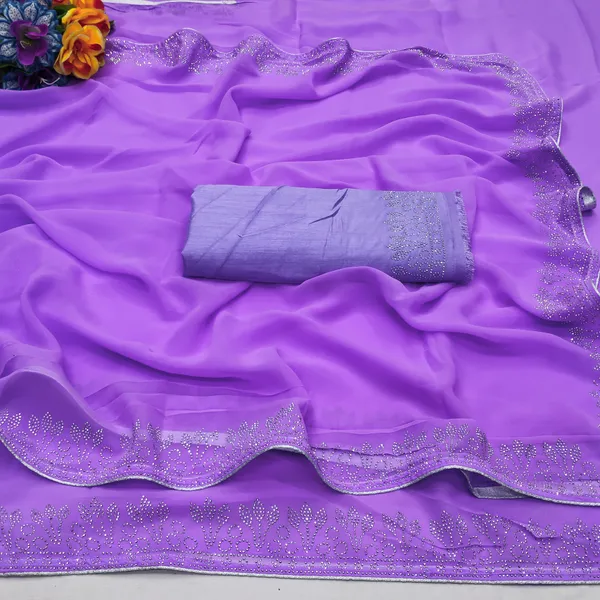 Purple_Georgette_Premium_Embroidered_Saree_With_Matching_Blouse_For_Women