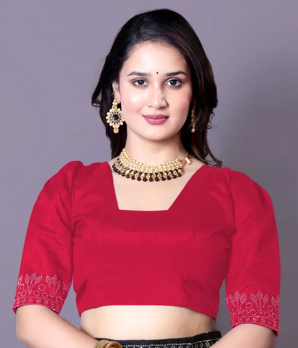 Red_Georgette_Premium_Embroidered_Saree_With_Matching_Blouse_For_Women
