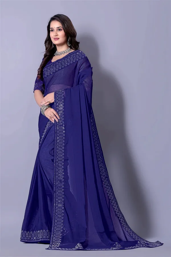 Navy_Blue_Georgette_Premium_Embroidered_Saree_With_Matching_Blouse_For_Women