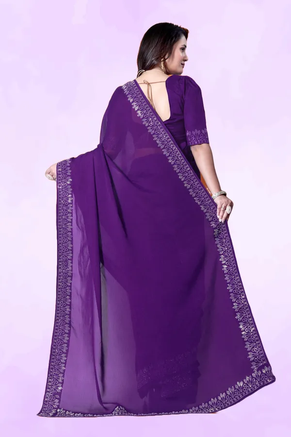 Purple_Georgette_Premium_Embroidered_Saree_With_Matching_Blouse_For_Women