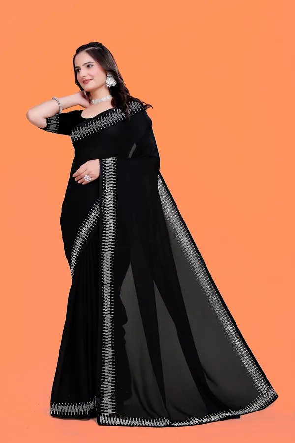 Black_Georgette_Premium_Embroidered_Saree_With_Matching_Blouse_For_Women