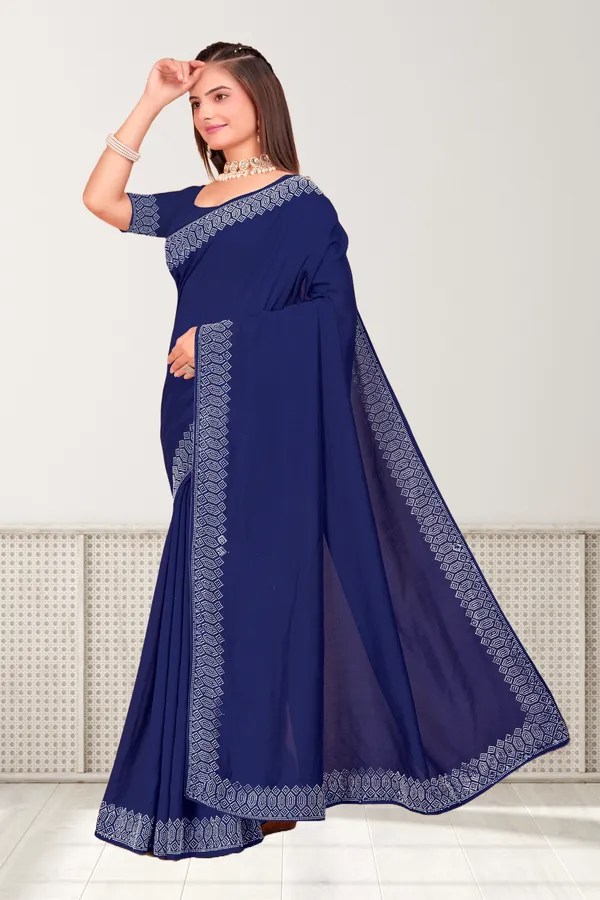 Navy_Blue_Georgette_Premium_Embroidered_Saree_With_Matching_Blouse_For_Women