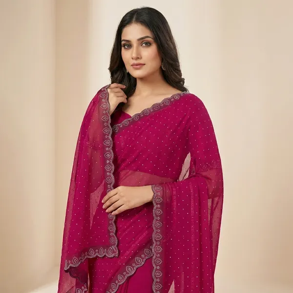Pink_Georgette_Premium_Embroidered_Saree_With_Matching_Blouse_For_Women